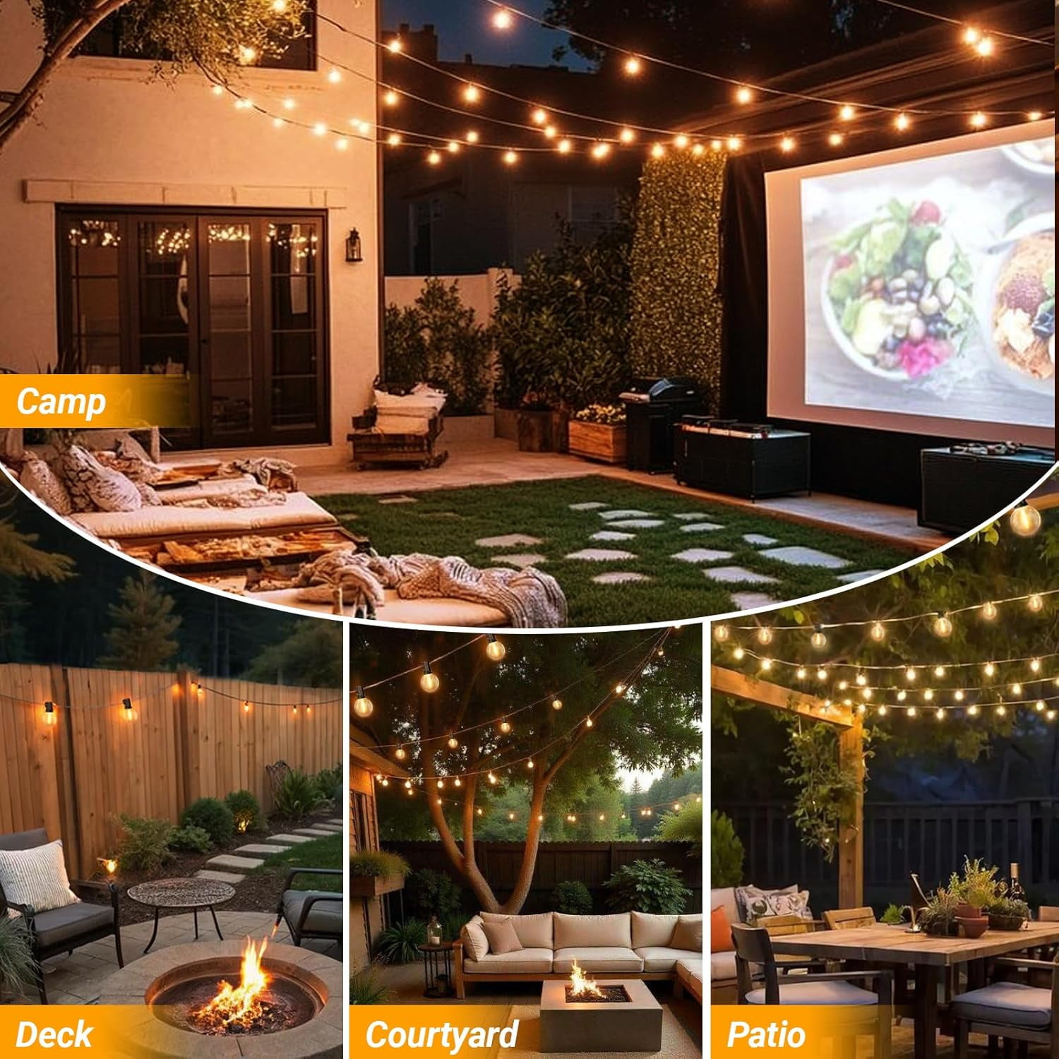 LED Outdoor String Light, 100 Feet Patio Lights with 50+2 Edison Shatterproof Bulbs(2 Spare), UL Waterproof Outside Lights connectable,Dimmable for Backyard Porch Decor