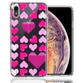 thumbnail image 1 of MUNDAZE for Apple iPhone XR Pink Purple Origami Valentine's Day Polkadot Hearts Design Double Layer Phone Case Cover, 1 of 3