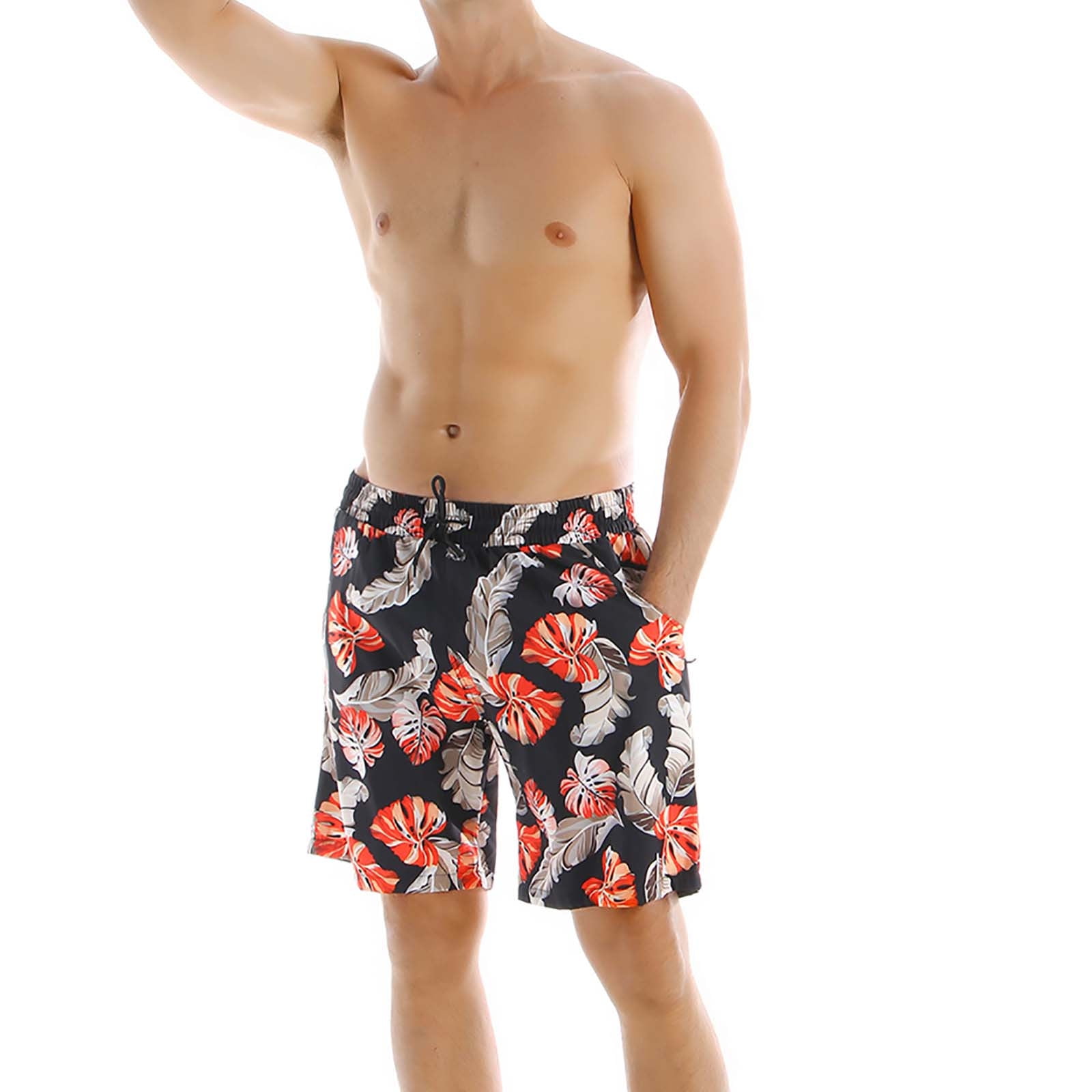 Uorcsa Fashion Printing Bathing Suit for Men 2023 Orange - Walmart.com