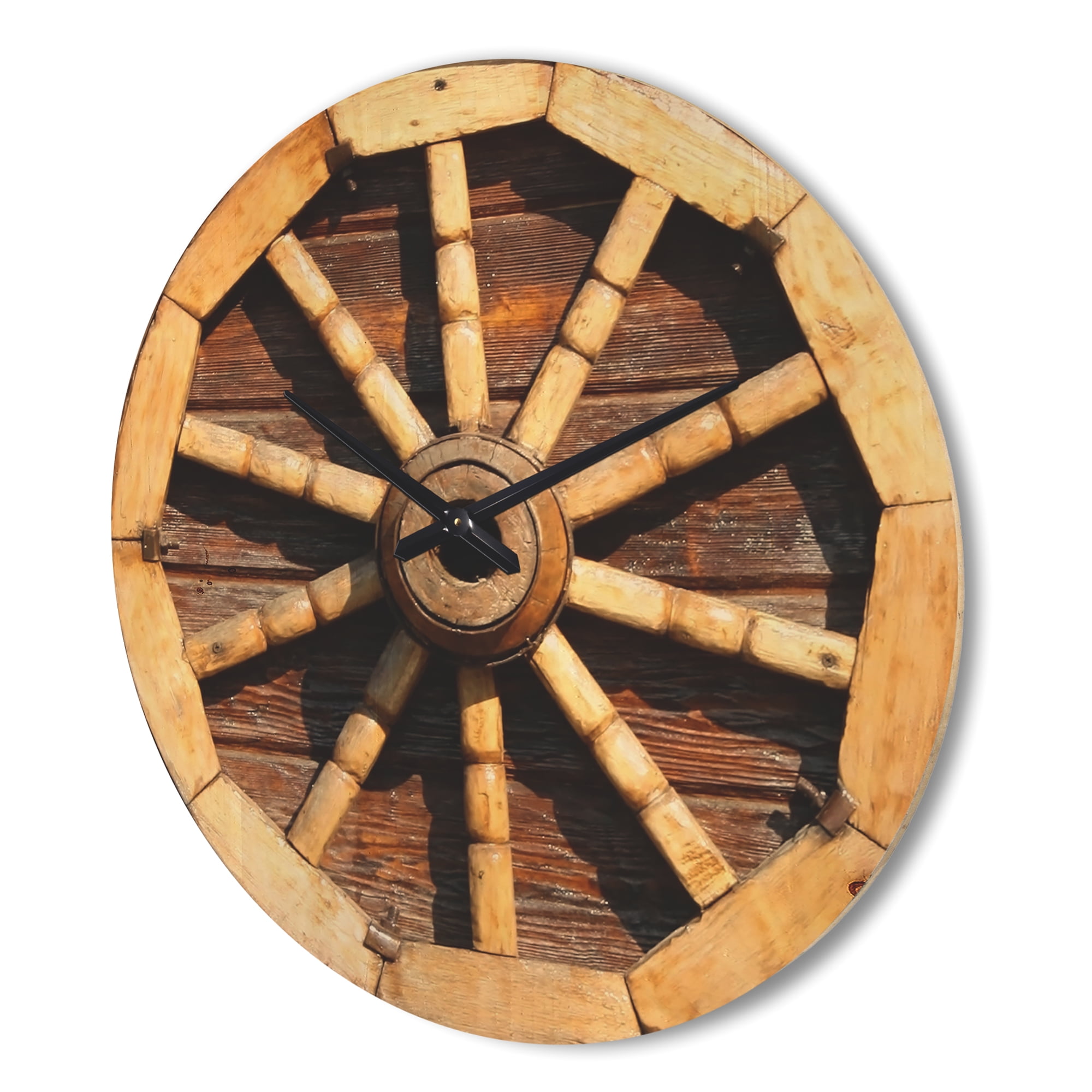 Designart 'Vintage Wagon Wheel ' Farmhouse Wood Wall Clock