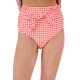 thumbnail image 4 of ABPHQTO Braguitas de bikini de talle alto con lazo en la parte delantera y estampado a cuadros rojos para mujer, 4 of 5