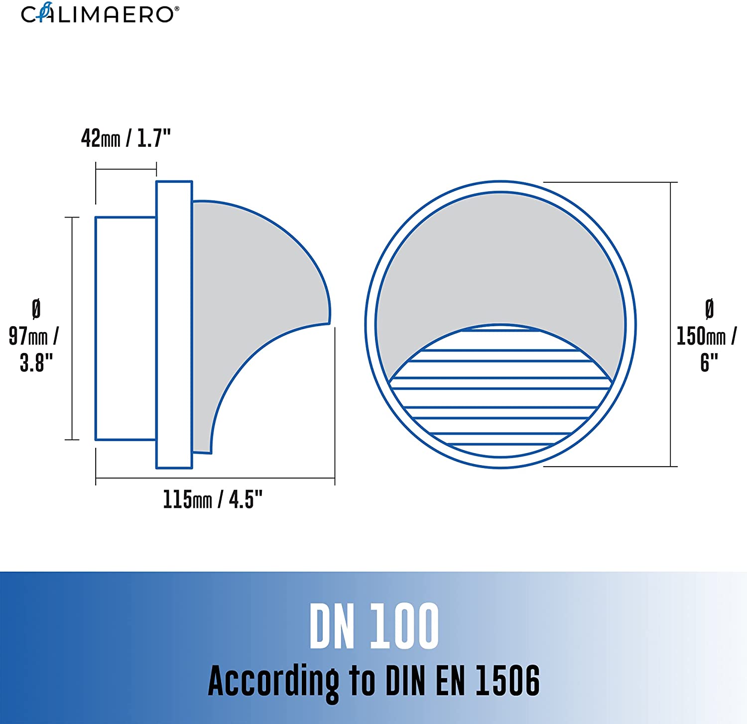 Calimaero KWG 6" inch Round Stainless Steel Outdoor Dryer Vent Cover Ventilation Grill Hood