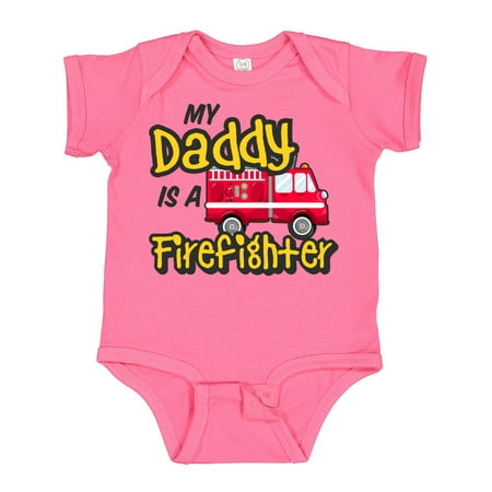 

Inktastic My Daddy is a Firefighter with Fire Truck Boys or Girls Baby Bodysuit