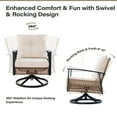 thumbnail image 4 of LAUSAINT HOME 3 Pieces Patio Outdoor Furniture Set with 2-Tier Coffee Table, PE Wicker Swivel & Rocking Chairs with Beige Cushions for Garden, 4 of 10