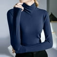 thumbnail image 2 of Bibifish Womens Sweaters Fall Winter Soft Ribbed Fabric High Neck Sweaters Slim Fit Long Sleeve Knitted Solid Ladies Base Layer Pullover Tops, 2 of 7