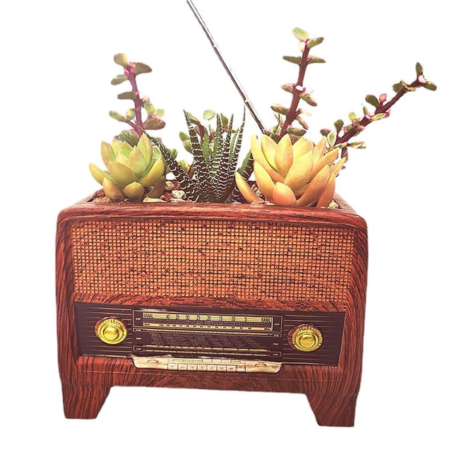 Radio Maceta Resistente A La Intemperie Radio Suculentas Adorno De Radio Decorativo Maceta De Radio Decoración De Resina Para El Hogar Jardín Mesa Patio Methold HA020957-00