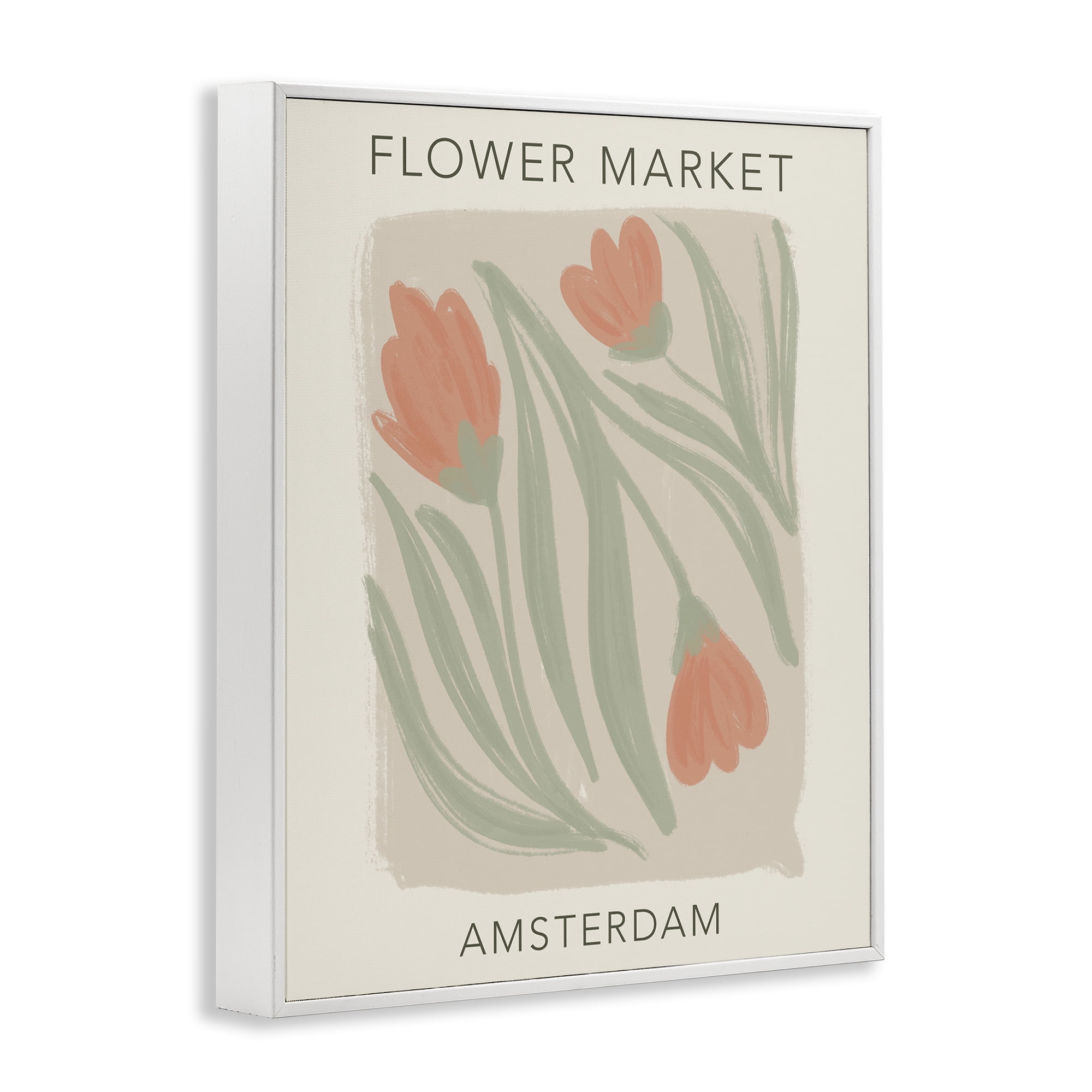 Stupell Industries Soft Amsterdam Flower Market White Framed Giclee Art, design by Lucille Price