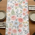 thumbnail image 5 of Pink Watercolor Floral Table Runner, Spring Botanical Leave Flowers Washable Cotton Linen Table Runners 48 Inches Long, Dresser Scarf Runner for Nightstand/Coffee/End Tables 13''x48'', 5 of 9