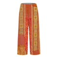 thumbnail image 4 of Women's Casual Pants Women'S Casual Boho Floral Print Stripe Cotton Linen Pants Elastic Waisted Summer Spring Beach Baggy,Orange Women's Casual Pants XXL, 4 of 4