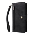 thumbnail image 3 of Feishell for Google Pixel 8a Wallet Case with Wrist Strap,Premium PU Leather Zipper Pocket Magnetic Buckle Folio Flip ID Credit Card Slots Shockproof Kickstand Phone Case for Women Men,Black, 3 of 15