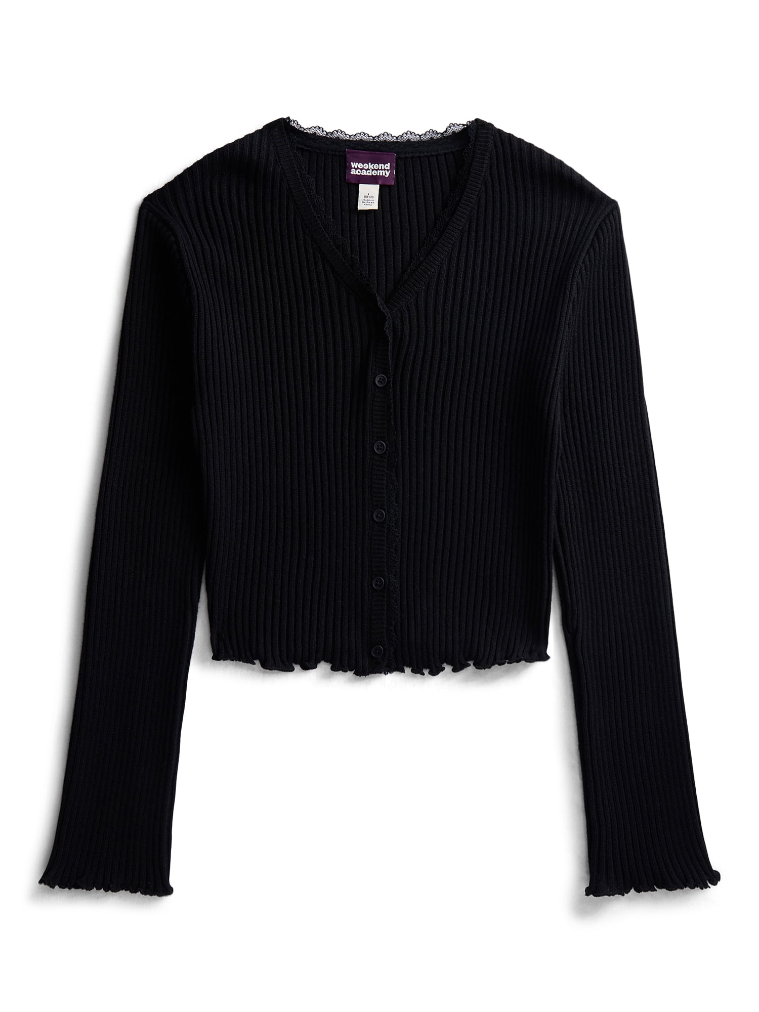 Weekend Academy Girls Lace Trimmed Cardigan, Sizes 4-18