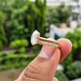 thumbnail image 2 of vylahjewellery Cushion Cut Moissanite Engagement Ring, 14K Yellow Gold Vermeil Moissanite Bridal Ring with Pave Matching Band, Promise Ring for Women, 2 of 7