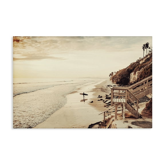 Stupell Industries Sunset & Surf Landscape Nautical & Beach Photography Wrapped Canvas Art Print Wall Art, 24 x 16