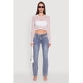 thumbnail image 3 of Womens Fishnet Long Sleeve Solid Crop Top, 3 of 5