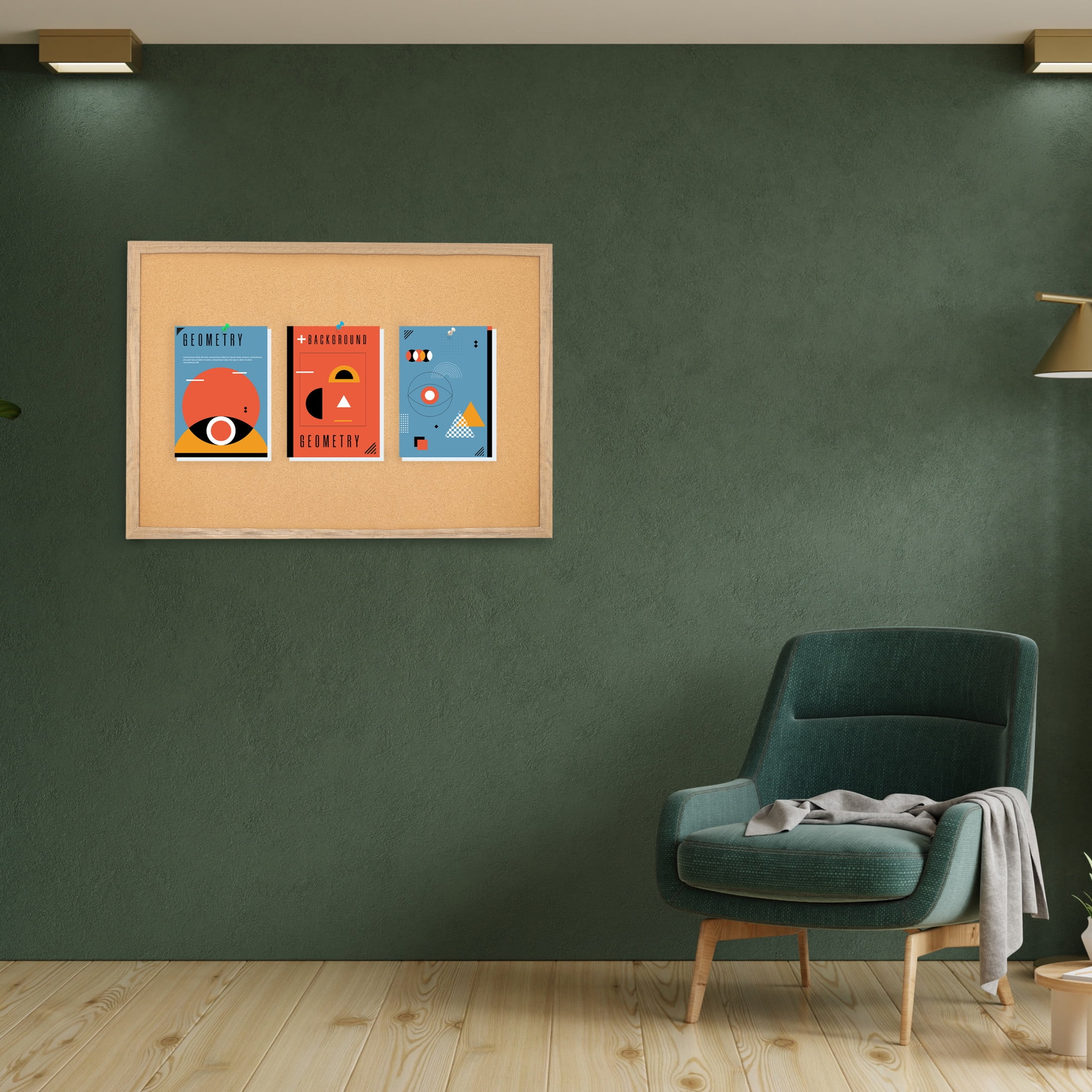 Sunnydaze Wall-Mounted Cork Board, 47.25" x 35.5", with Push Pins