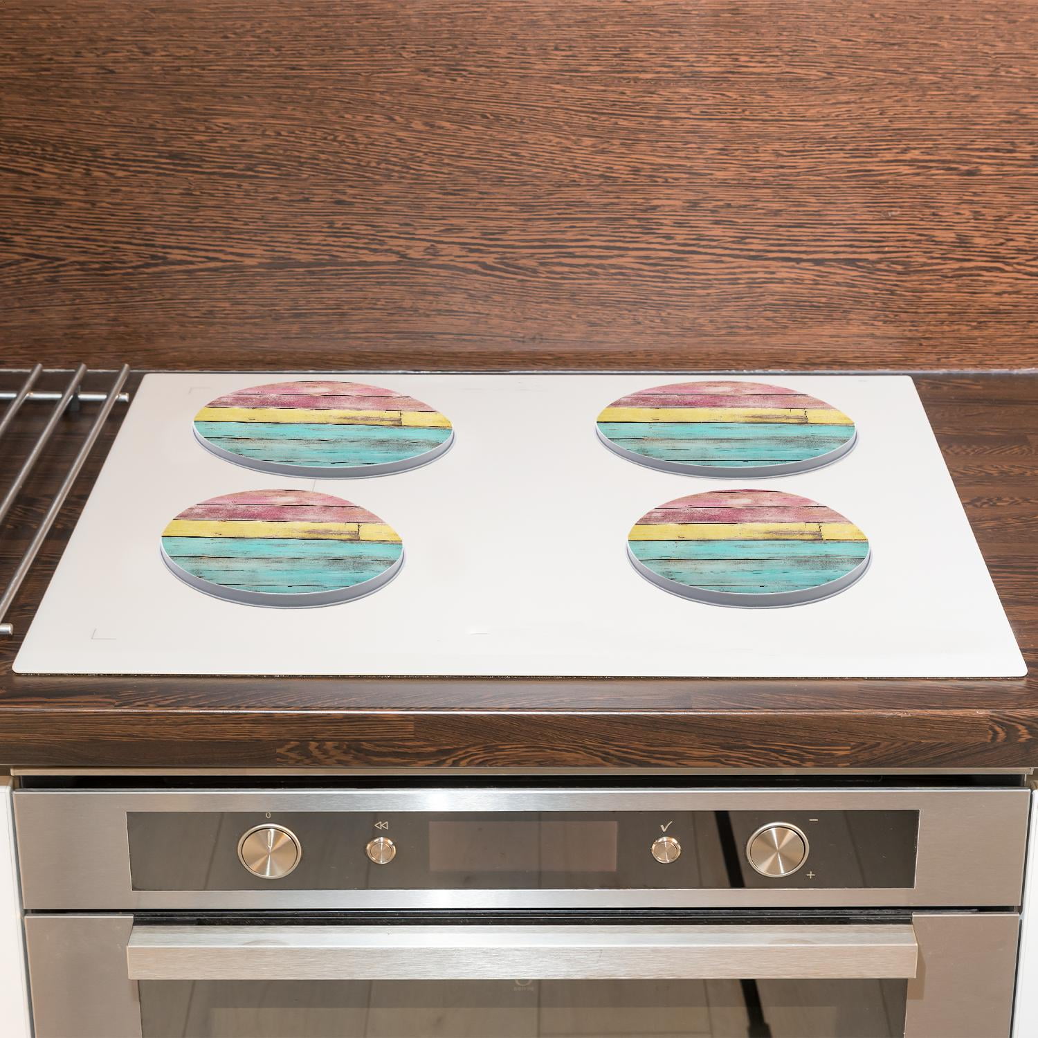 Decorative Stove Burner Covers 4 Pcs Decorative Electric Stove Burner Covers 8Inch And 10Inch ,Orange Sunflower Blossom Green Leaf Floral beautiful