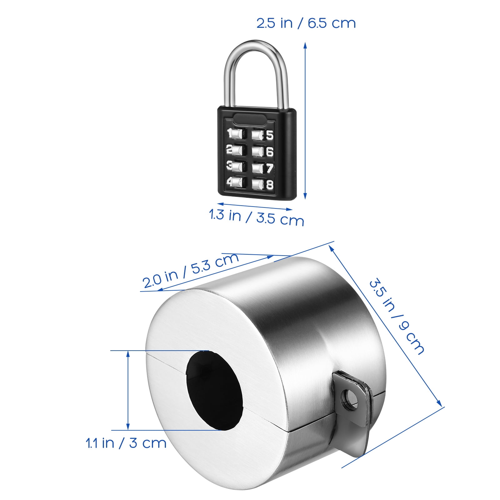 YEAHIBABY Outdoor Water Spigot Lock Stainless Steel Easy Installation Coded Padlock 3Sets