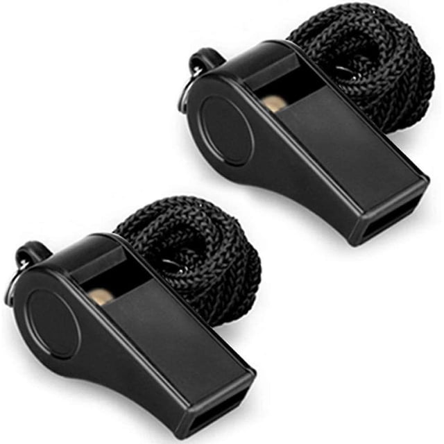 Paquete de 2 silbidos deportivos de plástico con cordón, silbato con sonido fuerte y nítido, Ideal para entrenadores, árbitros y funcionarios
