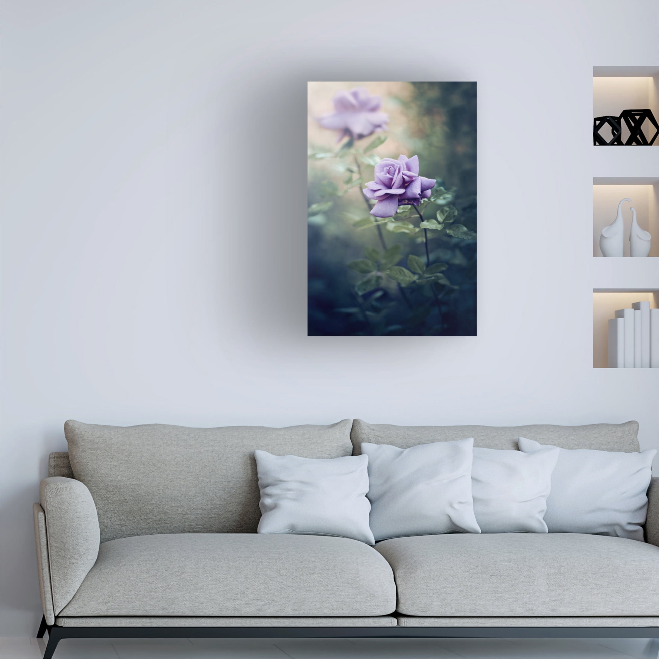 Canvas Wall Art - ajkabajka 'Retro Flowers' Wall Art for Living Room, Bedroom, or Office D?cor by Trademark Fine Art - 16 x 24 Inches