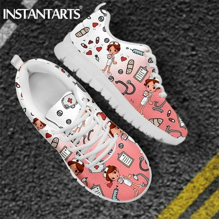 

Zapatillas Mujer 2023 Cartoon Nurse/Doctor Print Nursing Mesh Ladies Sneakers Flat For Womens Casual Shoes Lace Up Footwear