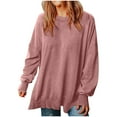 thumbnail image 2 of UVEASISHA Women's Loose Fit Sweatshirts Casual Long Sleeve Crew Neck Pullover Tops Lightweight Sweatshirt for Women 2025 Tunic Tops for Leggings Fall Fashion Winter Sales,Pink,M, 2 of 4