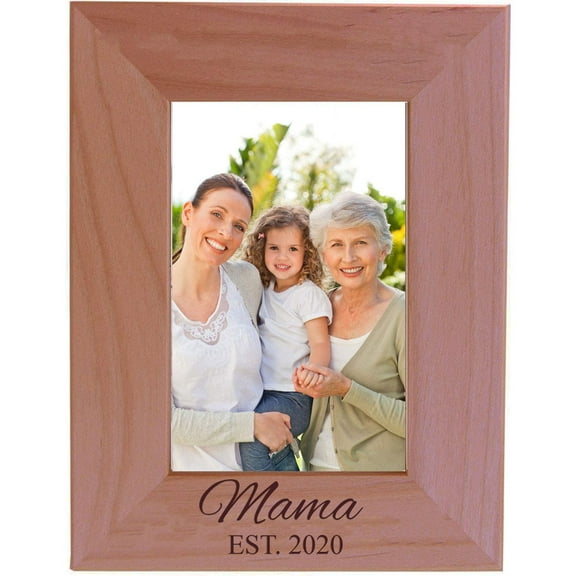 Mama Established Est. 2020 Engraved Alder Wood Picture Frame