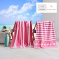 thumbnail image 5 of 100% Cotton Jacquard 2 Pack 30" x 60" Printed Beach & Pool Towels (Pink/White Flamingo & Stripes , 2 Pack- 30" x 60"), 5 of 6