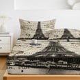 thumbnail image 6 of Twin XL Size Fitted Sheet Set - Paris Tower 2 Piece Bedding Sets 16" Deep Pocket Fitted Sheet with 1 Pillowcases, Vintage Words Beige Grey Brushed Microfiber Hotel Luxury Bed Sheets, 6 of 9