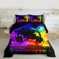 thumbnail image 2 of Homewish 3-Piece Gamer Headphones Keyboard Video Game Abstract Graffiti Splash Queen Comforter Set, Luxury Bedroom Decor, 2 of 8