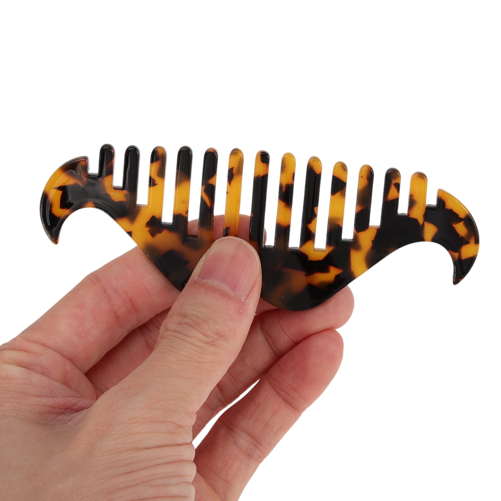 Unique Bargains 1 Pc Portable Beard Shaped Hair Comb for All Hair Types Styles Brown