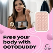 OCTOBUDDY *MAX* - حامل لاصق لحافظة الهاتف من السيليكون - حامل قبضة قوي بدون استخدام اليدين لصور السيلفي ومقاطع الفيديو - متوافق مع iPhone وAndroid - 2.6 بوصة x 3.9 بوصة، وردي طباشيري