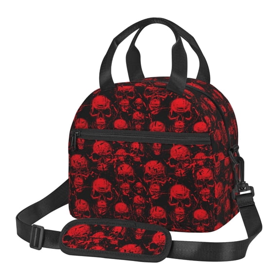 Honeii Red Skulls Print Lunch Box,Insulated Lunch Bag,Lunch Tote Bags,Leakproof Cooler Lunch Case for Travel Work Picnic
