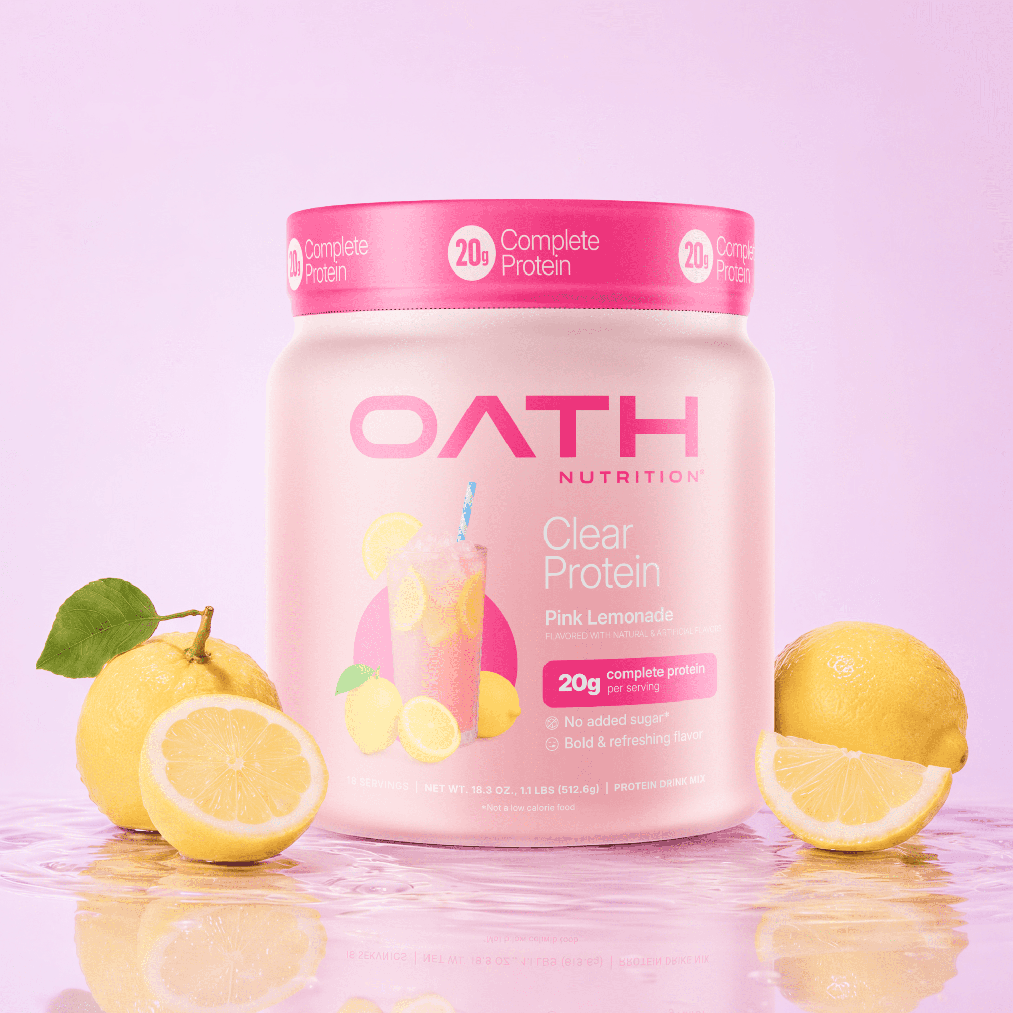 OATH Nutrition Clear Protein Pink Lemonade 15 Servings