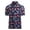 Navy, variant on Womens Tropical Neon Leaves Button Down Polo Shirt Outdoor Sports Vacation Top Notch Neck Short Sleeve Shirt
