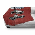 thumbnail image 3 of Truck Soft Flannel Fleece Blanket, Vintage Pickup Vehicle Designs on Abstract Ruby Background Inner City Transport, Cozy Plush for Indoor and Outdoor Use, 50" x 70", Ruby Blue White, by Ambesonne, 3 of 6