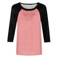 thumbnail image 6 of 2 Pack Cotton T Shirts for Women Crew Neck Raglan 3/4 Sleeve Loose Tee Casual Fall Tops Basic Tshirts Bulk, XL 2PC-Pink, 6 of 7