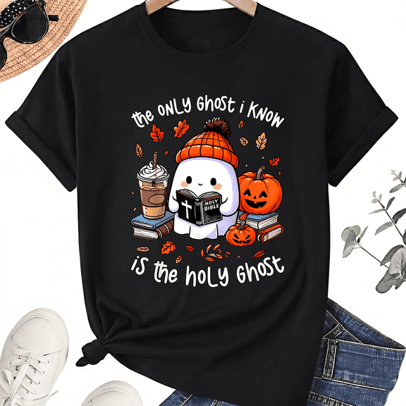 KeHetSoft Unisex Halloween Holy Ghost Cotton Graphic T-Shirt