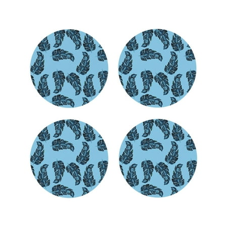

Drink Coasters Set of 4 Banana Tropical leaves Leather Coasters for Coffee Table Protector Heat Resistant Cute Coasters for Home Decor Housewarming Gifts Bar Kitchen 4 Inch Round Shape