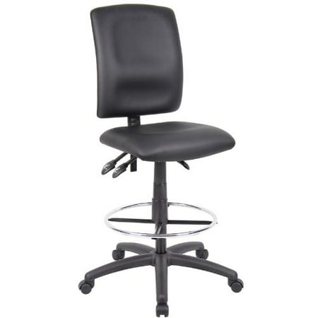Multi-function leather Drafting chair without arms, Ergonomic Drafting Stool-Black Leatherette Draft