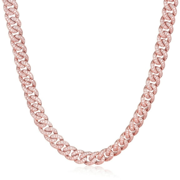 Exclusive Men's Cuban Chain with Moissanite Diamonds in Sterling Silver