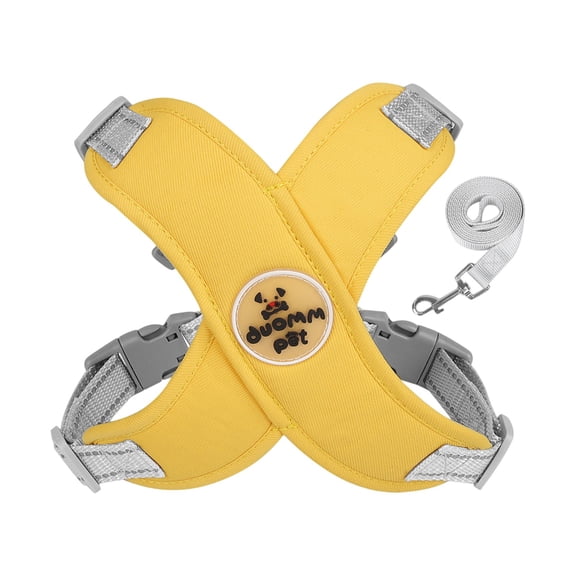 Dog Leashes for Small & Medium Dogs,Dog Harness with Leash Set Adjustable Soft Padded Step-in Dog Vest No Choke No Pull Reflective for Small Medium Pets(L,Yellow)