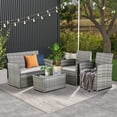thumbnail image 6 of FHFO 4 Piece Patio Furniture Set,Outdoor Wicker Conversation Sets,Rattan Sectional Sofa w/Coffee Table,Seat Cushions for Backyard Porch Garden Poolside - Gray Wicker/Gray Cushions, 6 of 10