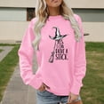 thumbnail image 2 of Arlun Yes I Can Drive A Stick Sweatshirts For Women Halloween Witch Printed Pullover Sweatshirts Plus Size Crew Neck Long Sleeve Loose Comfy Hoodless Tops Pink XL, 2 of 4