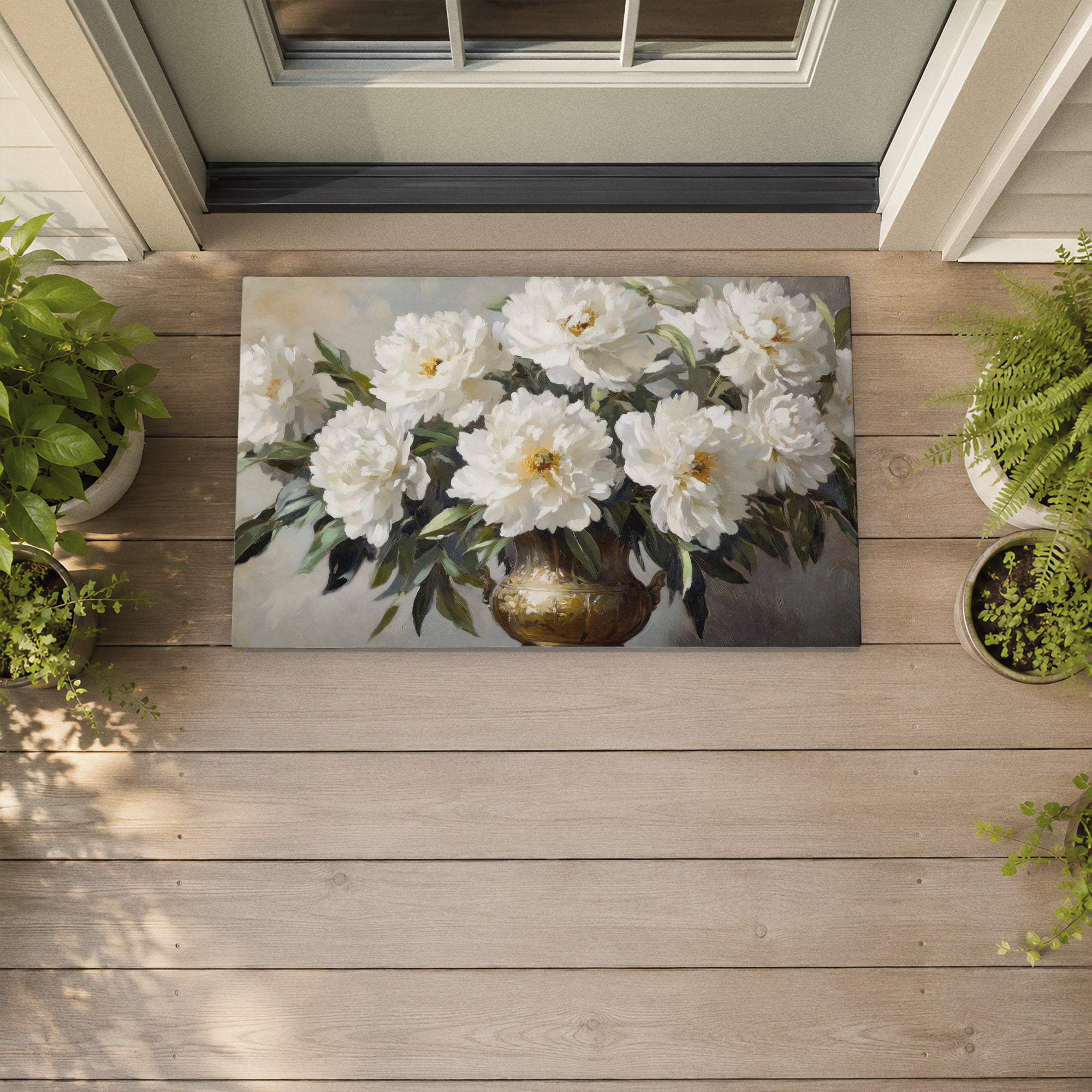 Stupell Industries Golden Vase Floral Bouquet Printed Outdoor Door Floor Mat, design by Petals Prints Design