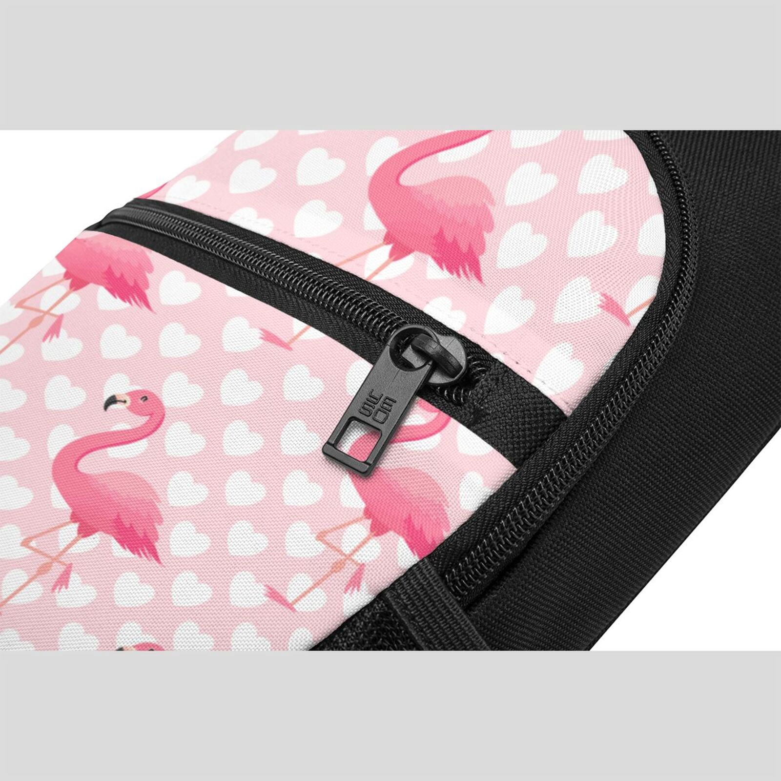 Xecao's Cute Flamingo with Heart Print Sling Bag: A Versatile Chest, Shoulder, and Crossbody Backpack for Casual Days Out, Perfect for Both Men and Women