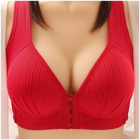 HCURIBAD Clearance! Wireless Bras  Women s Thin Girdle Bra Front Button Breathable Underwear Comfort Bra 2 Pcs Set  Seamless Bra  Backless Bra  Bras for Women Red S