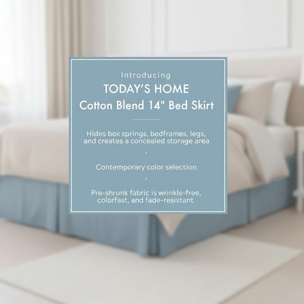 Classic Tailored Queen Size Bed Skirt with 14-Inch Drop, Cotton Blend Dust Ruffle in Black for a Polished Bedroom Look