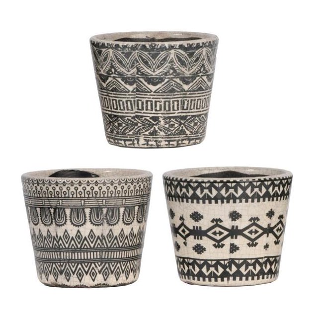 R16 Home D2248 Jardinière à Patine Crépitée - Lot de 3