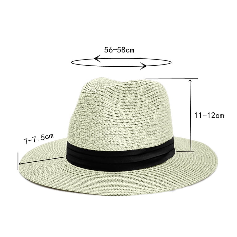 HAiming Women Straw Panama Hat Travel Fedora Beach Sun Hat  display picture 3