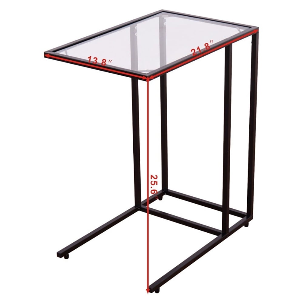 Finihen End Table, Stand Desk, Coffee Side Table with Glass Top, Sofa Side Table, Bed Side Table, for Living Room, Bedroom, Black Finihen End Table, Stand Desk, Coffee Side Table with Glass Top, Sofa Side Table, Bed Side Table, for Living Room, Bedroom, Black